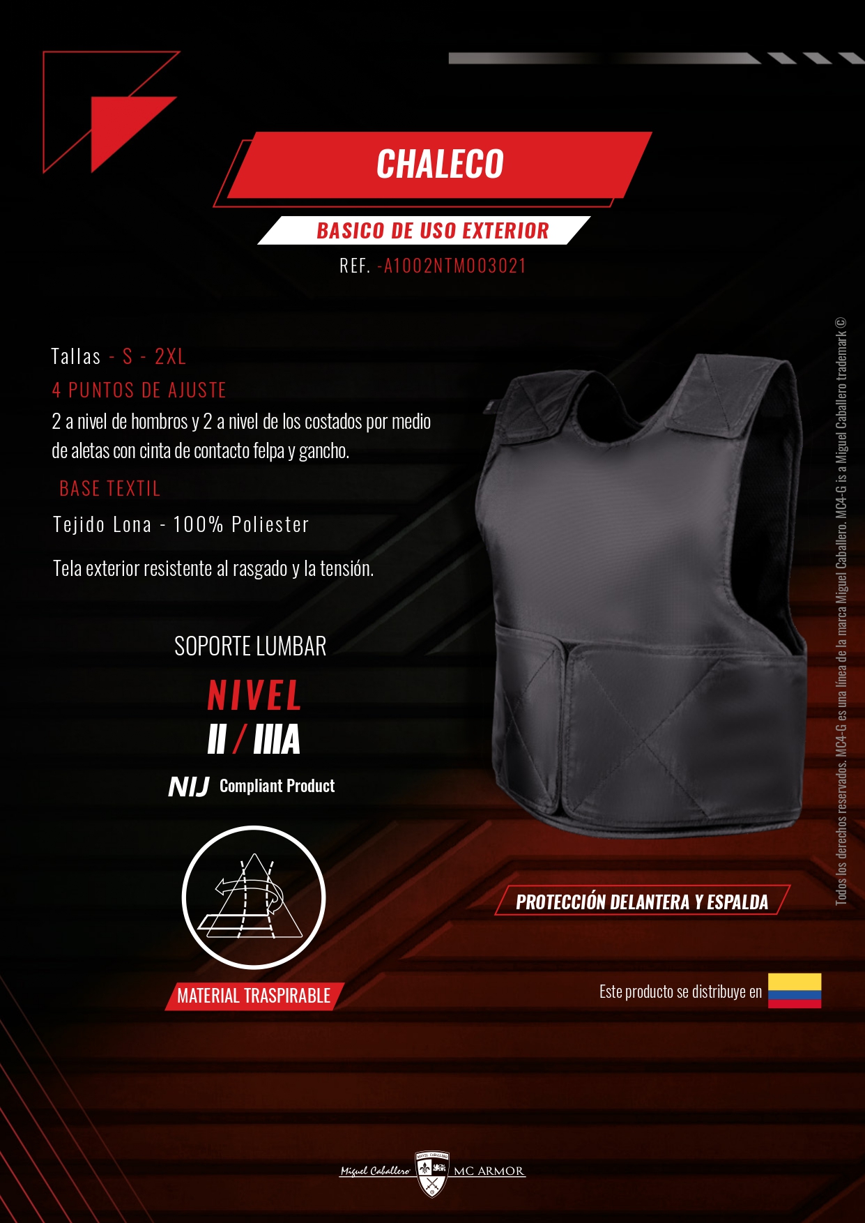 PANTALÓN DE DOTACION PARA MOTORIZADO ESCOLTA O MEN DE MIGUEL CABALLERO –  MC4G-COLOMBIA